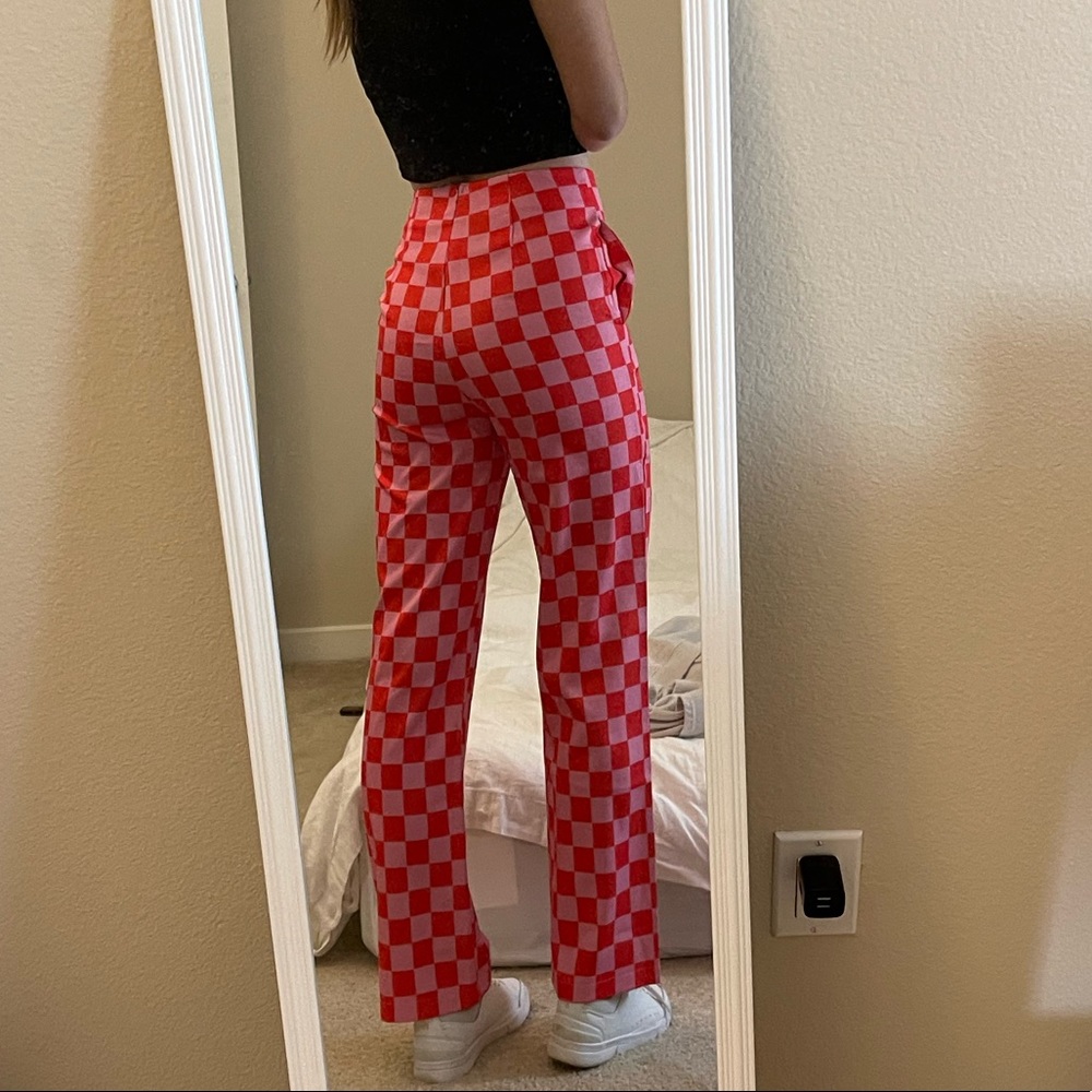 SHEIN high waist checkered pants straight leg